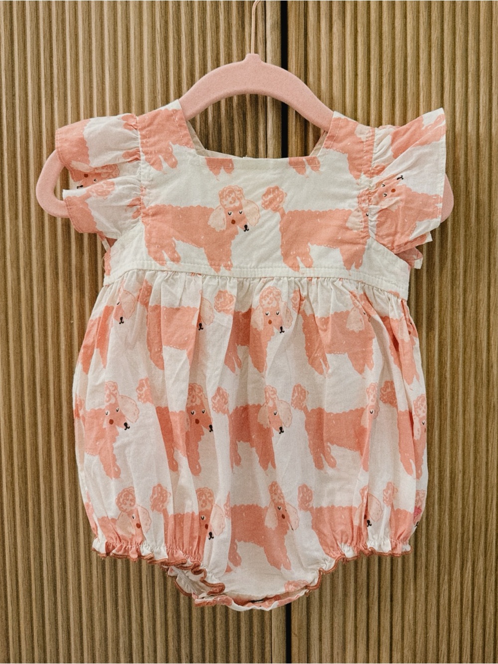 Pink Chicken Elsie Bubble in “Poodle Party” Print